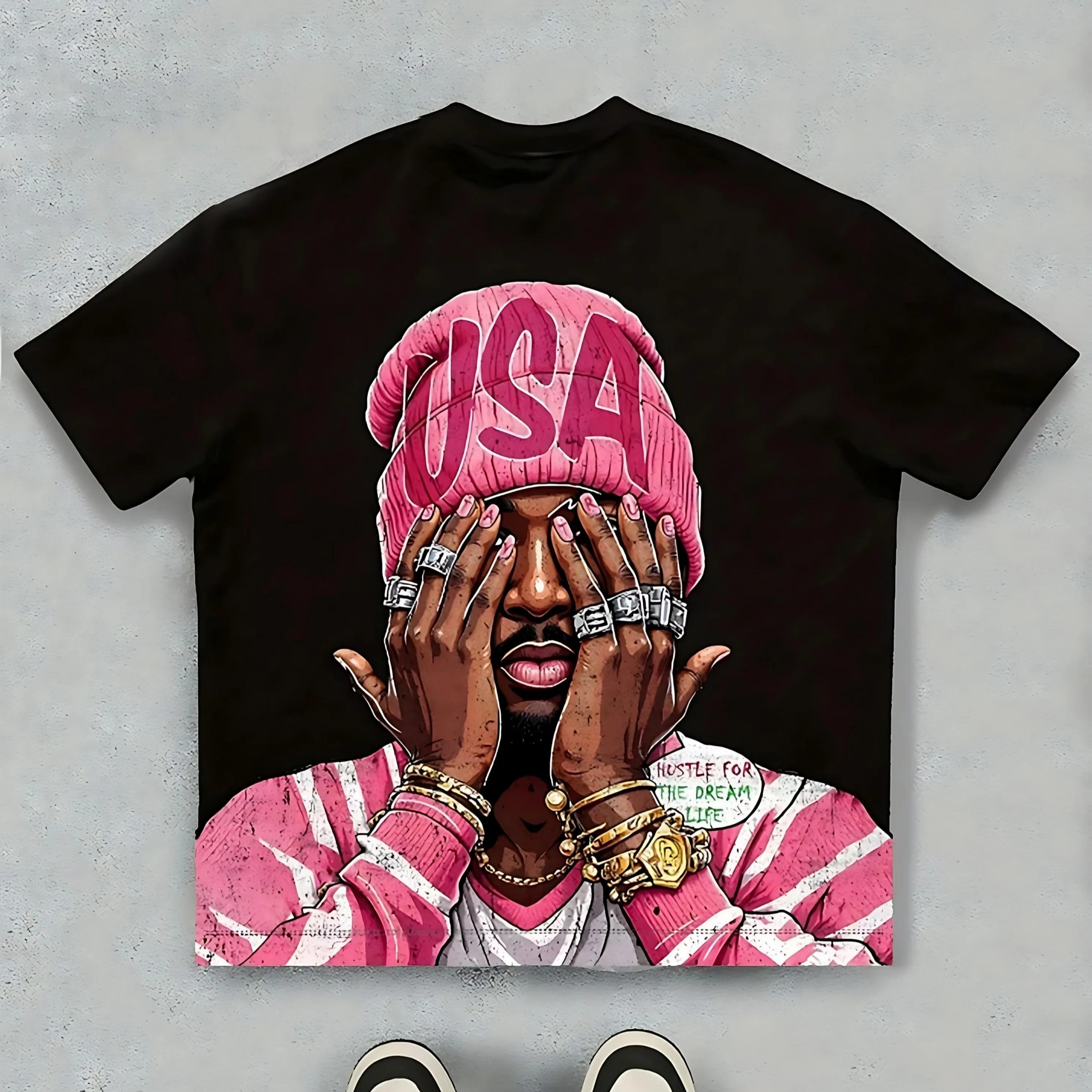 The New T-shirt for The Summer Features A Casual Fashionable Comfortable Soft and Breathable 3D Pattern Print Tee S