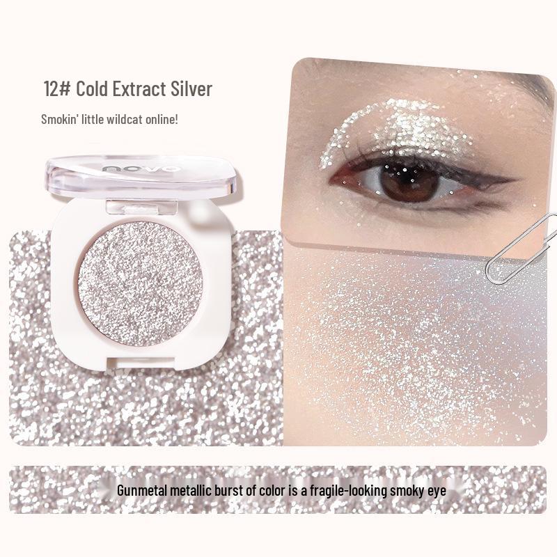 novo Dynamic Glimmer: Shimmering Single Eyeshadow & Pearlescent Highlighter for Natural Contouring and Brightening.