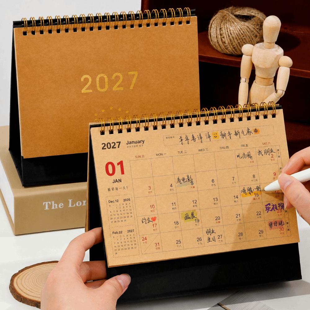 Multi-function Desktop Paper Calendar Standing Planner Scheduler 2027 Desk Calendar Home Office