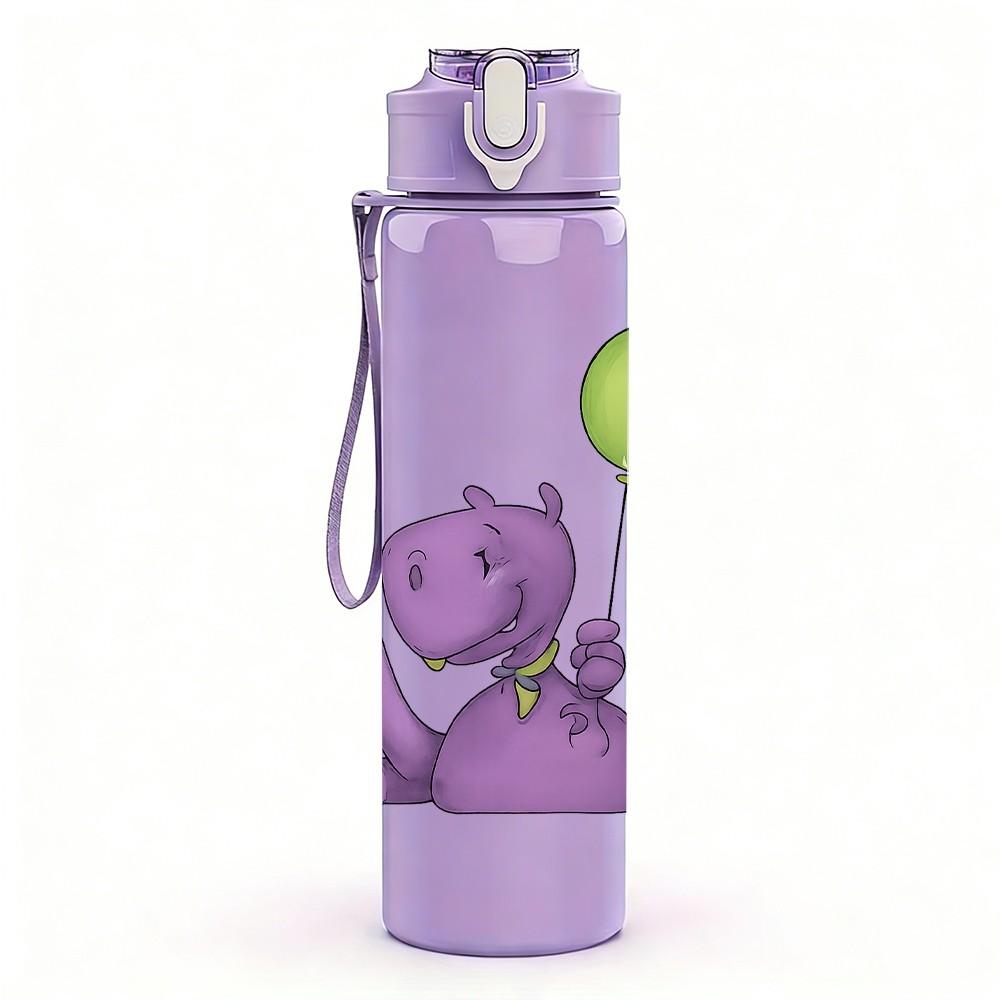 1PC Purple Dragon Balloon 750ml Color Plastic Sports Water Bottle Leakproof Flip Straw Lid Suitable for Sports Office Home Use