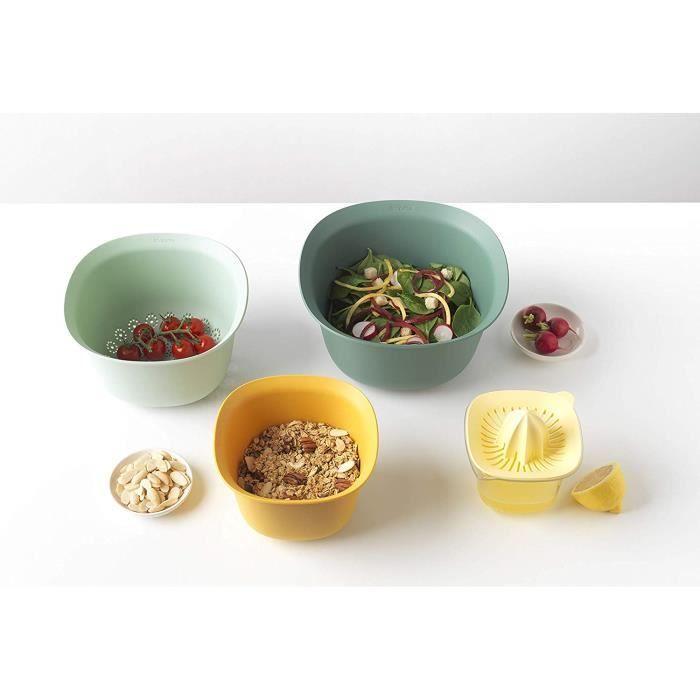 Brabantia (BRAA3) Brabantia - Kit Bols De Cuisine, 1.5 & 3.2 Litres, Passoire, Presse-agrumes Plus Bol Mesureur - Assortiment De Col
