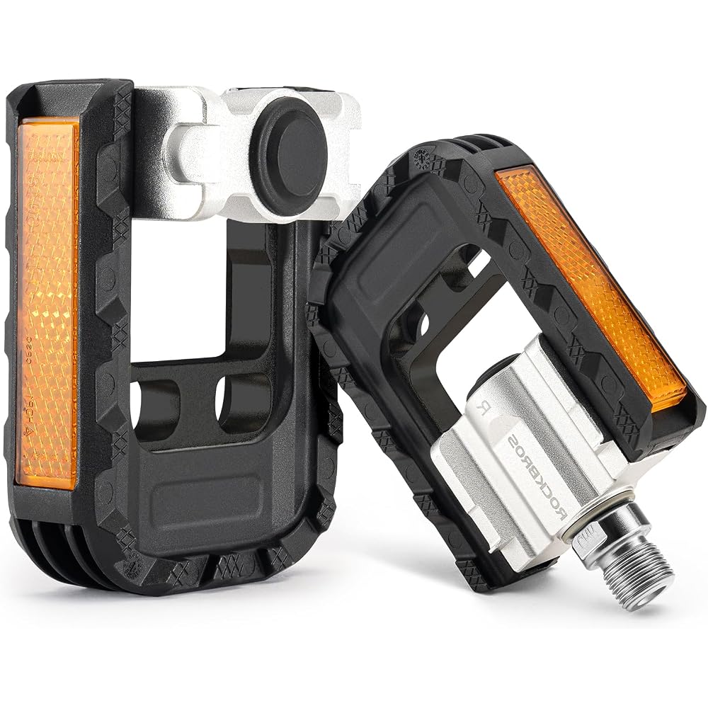 Rockbros Folding Bicycle Pedals Aluminum Alloy Lightweight Non-Slip Durable with Reflector 9/16"