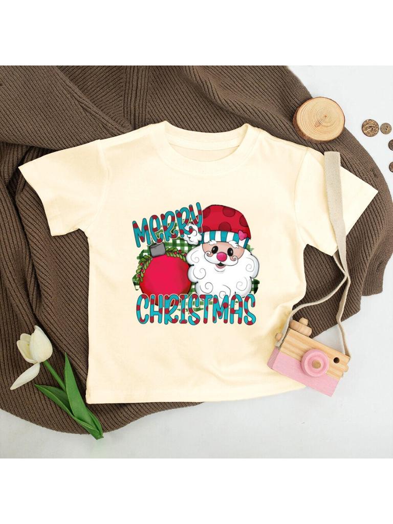 Weihnachtsmann Weihnachtsfeier Jungen Mädchen Retro Kurzarm-T-Shirt Kleinkind Weihnachten