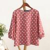 ZANZEA Women Casual Round Neck 3/4 Sleeve Loose Polka Dot Print Blouse