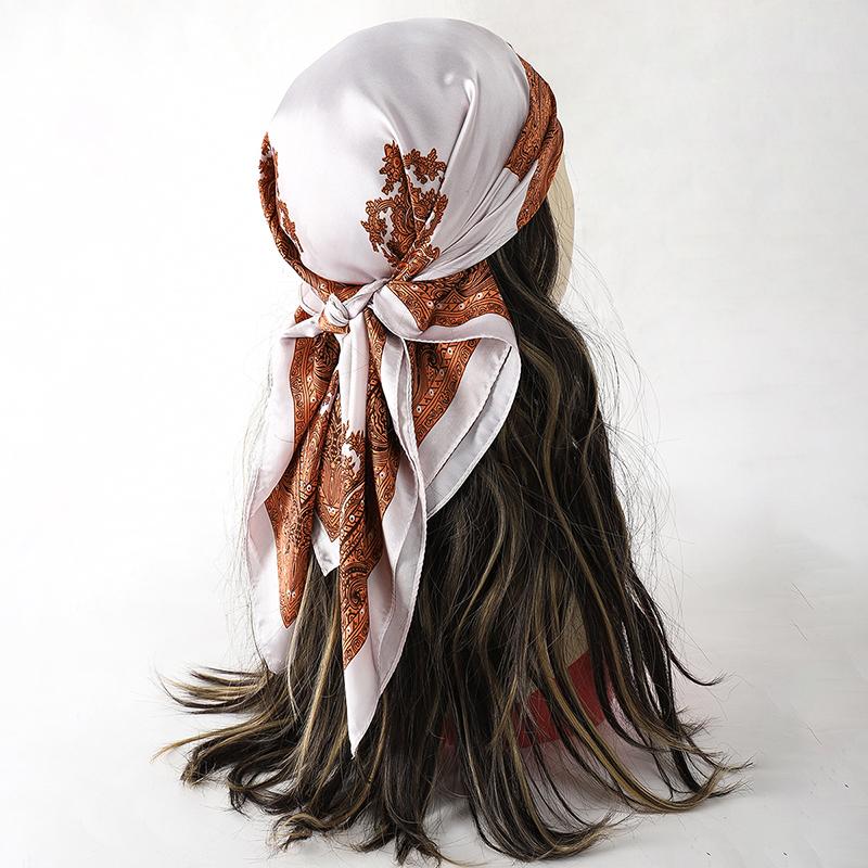 InjSatin Women's Hair Scarf, Printed Square Handkerchief, Head Bandana, Small Neck, Silencer, Hijab, Lady, Girl, 70x70cm