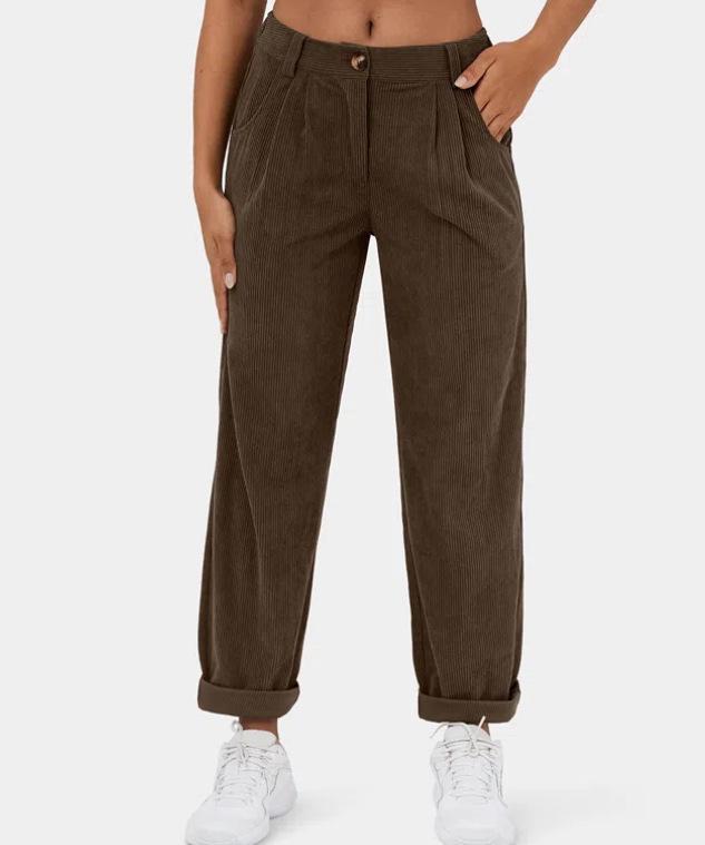 

2025 Autumn Women s High Waist Corduroy Loose Straight-Leg Pants XL кавовий
