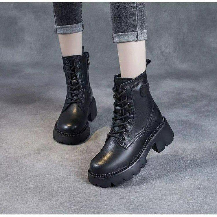 Martin boots women's British style short boots 2025 autumn and winter new Korean version velvet thickened versatile platform knight boots