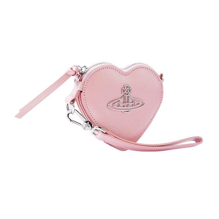 Vivienne Westwood Saturn Logo Zip Closure Leather Wristlet Clutch Women clutch Pink 53030023L0038G401