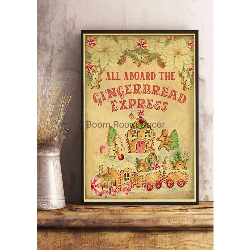 Vintage Christmas Metal Wall Decoration, Holiday Sticker Sign