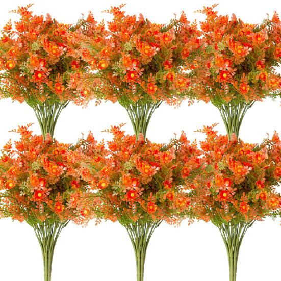 1/6Pcs Fall Artificial Flower Realistic Fake Plastic Flower Home Office Wedding Party Table Centerpiece Indoor Outdoor Faux Bloom Decoration