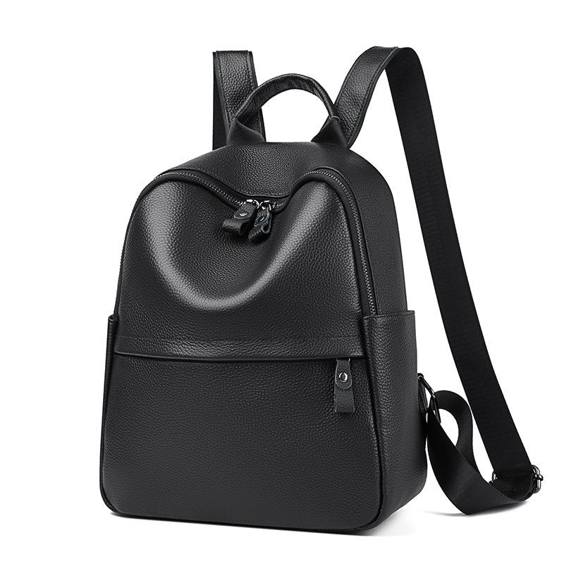 Damen vielseitiger Rucksack aus echtem Leder - Oberste Schicht Rindsleder, Großes Fassungsvermögen, Unifarben, Modische Reisetasche (Modell 2025)