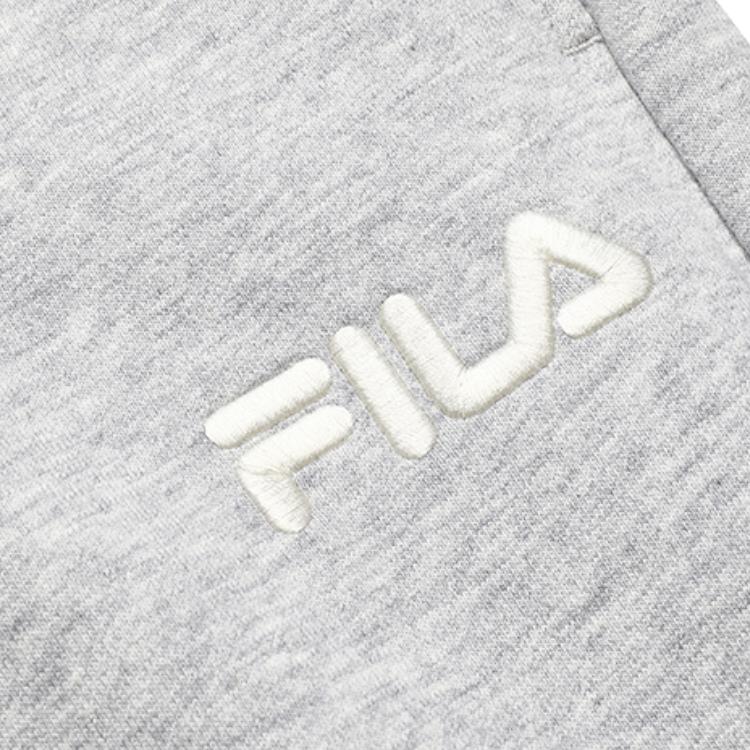 FILA Loose Fit Cuffed Fleece Knit Solid Color Sports Casual Pants Men bottoms Cloud-Gray Flower-Gray F51M249699F-MG
