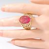 Vintage Inlaid Red CZ Women's Ring Ethnic Gold Color Hand Carving Hollow Daily Wear Party Jewelry Anniversary Gift