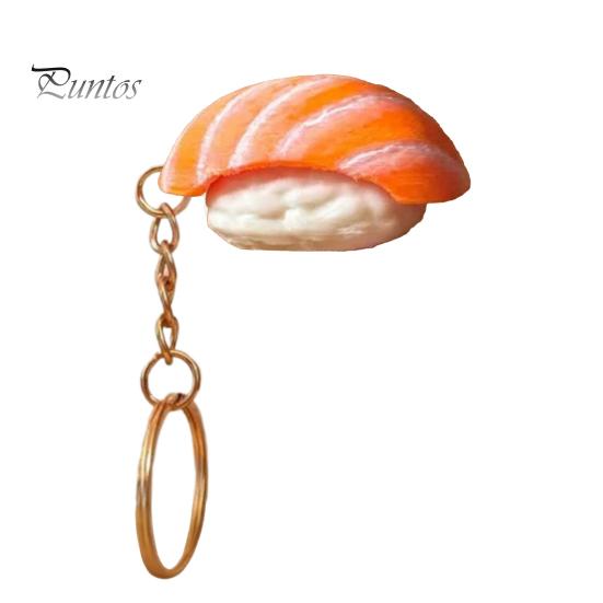 Keychain Pendant, Simulated Salmon Sushi Stress Relief Toy with Hanging Food Texture Chain, 3D Printed Ornament for Backpack School Bag Charm