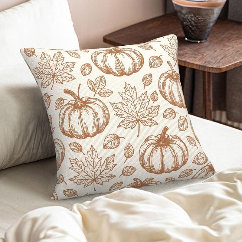 Halloween Throw Pillow Cover with Cat, Skull & Ghost Patterns - "Trick or Treat" Decor for Sofa