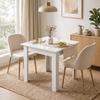 Square Dining Table, Modern Small Dining Table with Wood Effect, Space Saving, Non-slip Foot Pads, White