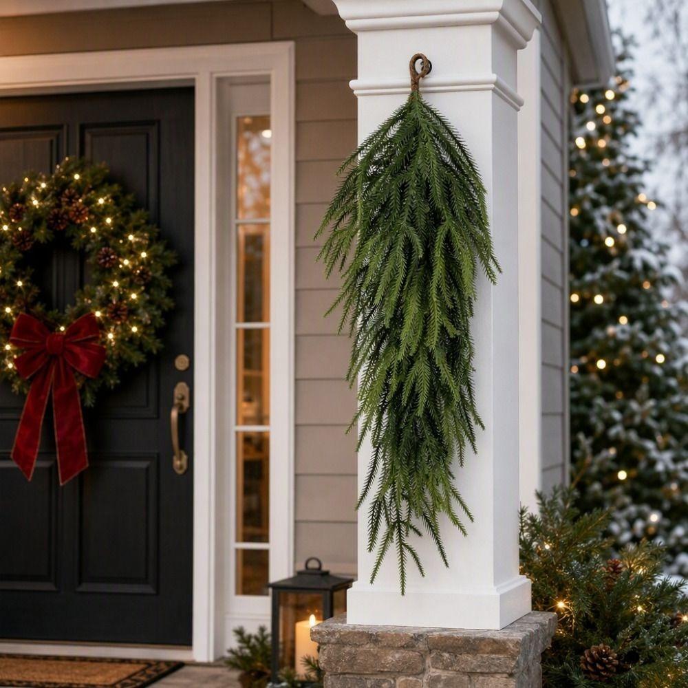 2 Piece with Hanging Hoop Christmas Pine Garland Artificial Pine Branch Decorations Festival