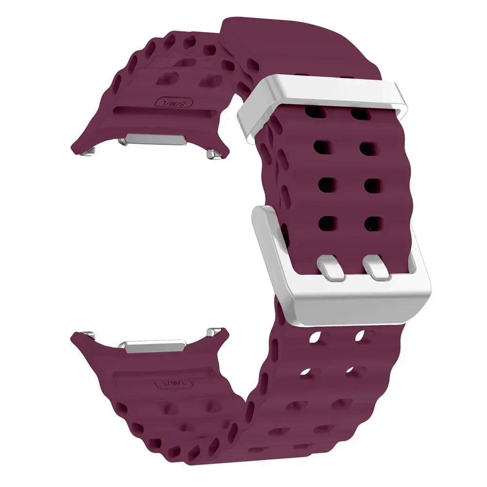 NEW Marine Silicone Strap For Samsung Watch 7 Ultra 47mm Bracelet No Gaps Sport Two-tone Band for Galaxy Ultra Watchband Straps