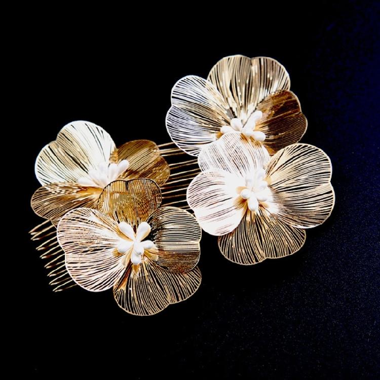 Romance Wedding Hair Accessory 3D Flower Hair Comb Baroque Design Hairpin For Bride Photography Formal Event