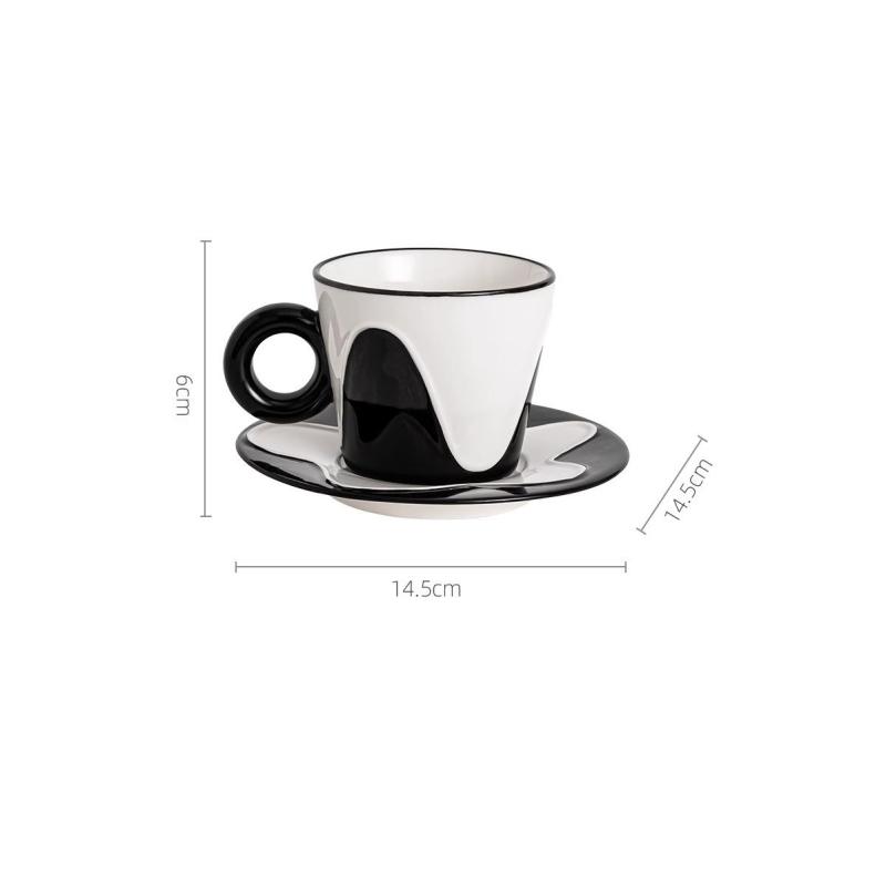 Beautiful black and white wavy coffee cup