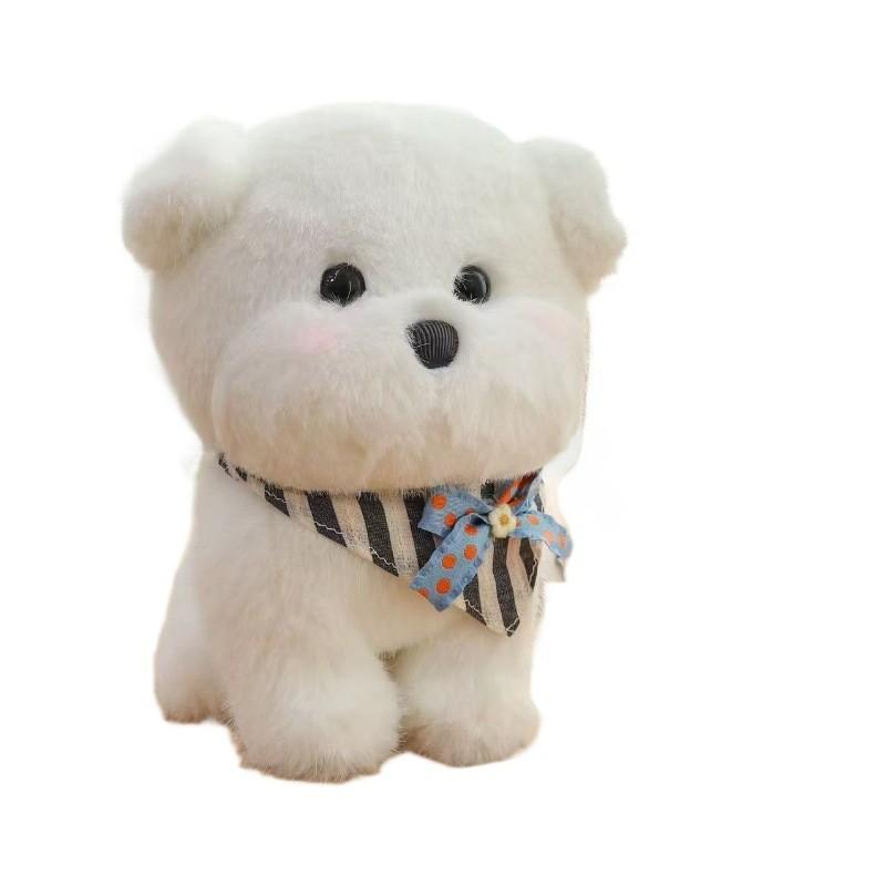 Bichon Scarf Triangular Frise Plush Toy Cute Stuffed Animal Doll Birthday Gift