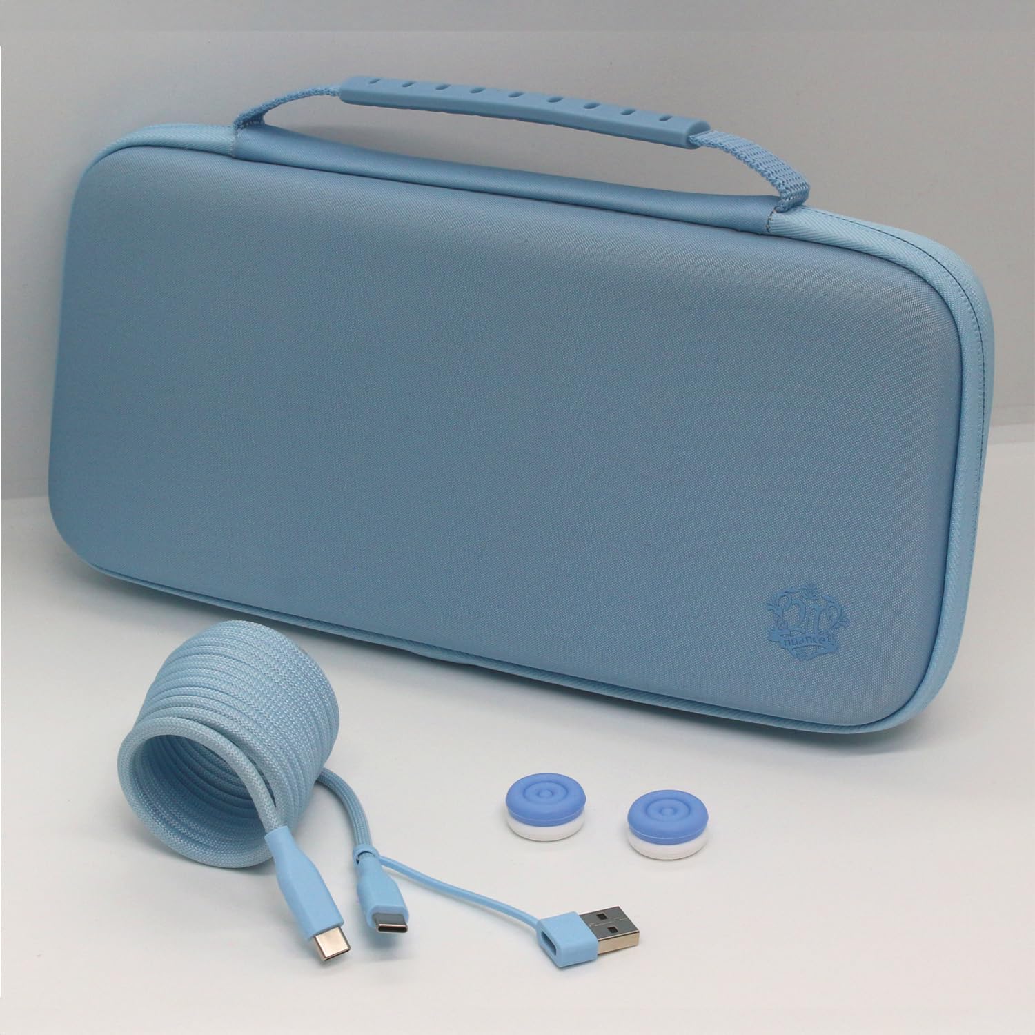 

Eramd Switch 2 Slim Hard Pouch + 2m Magnetic Cable + Analog Stick Covers (3-Piece Set) Powder Blue