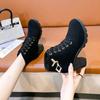 New Spring Winter Women Pumps Boots High Quality Lace-up European Ladies Shoes PU High Heels Boots Fast Delivery