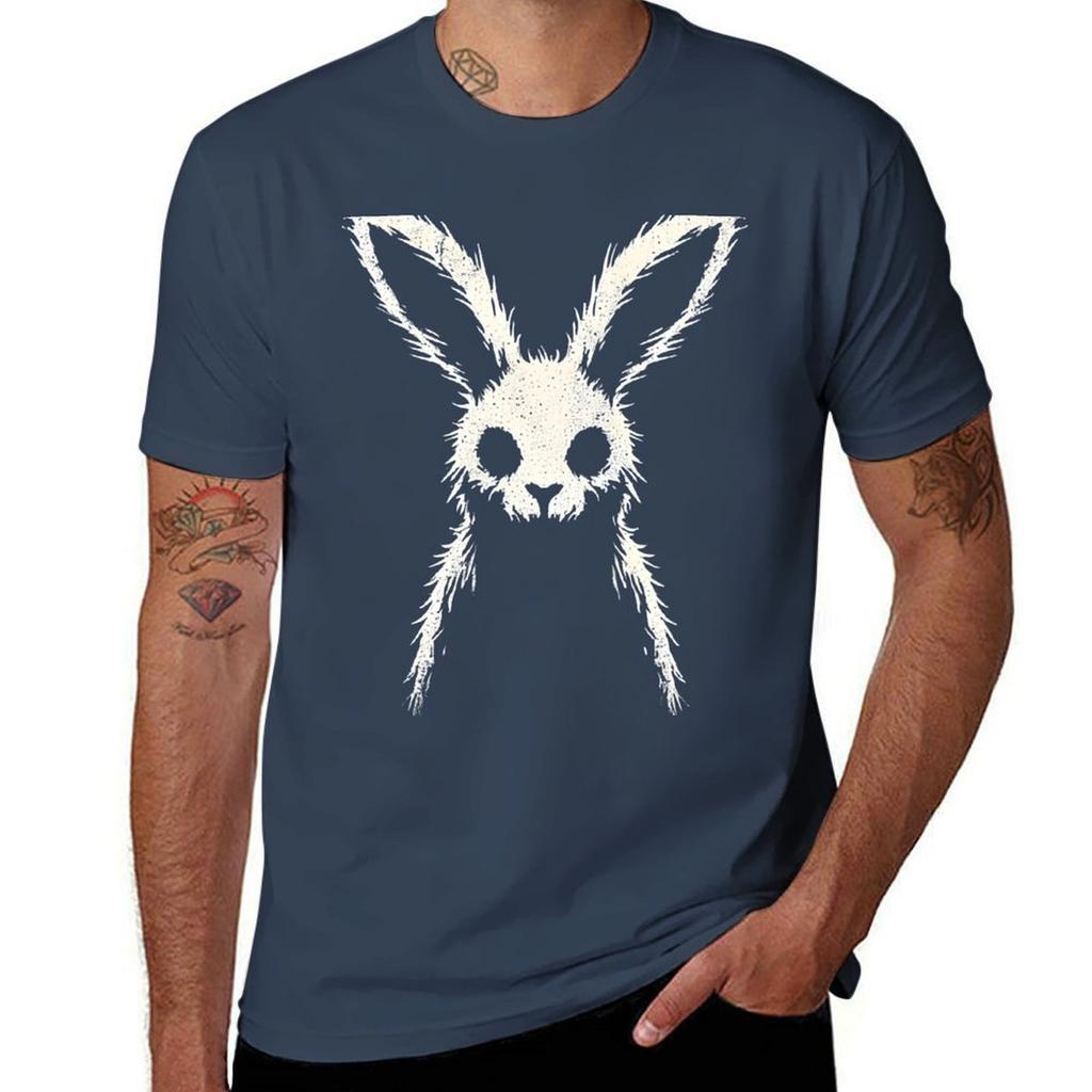 Creepy Cute Bunny Silhouette TShirt Big Size Crew Neck TShirt