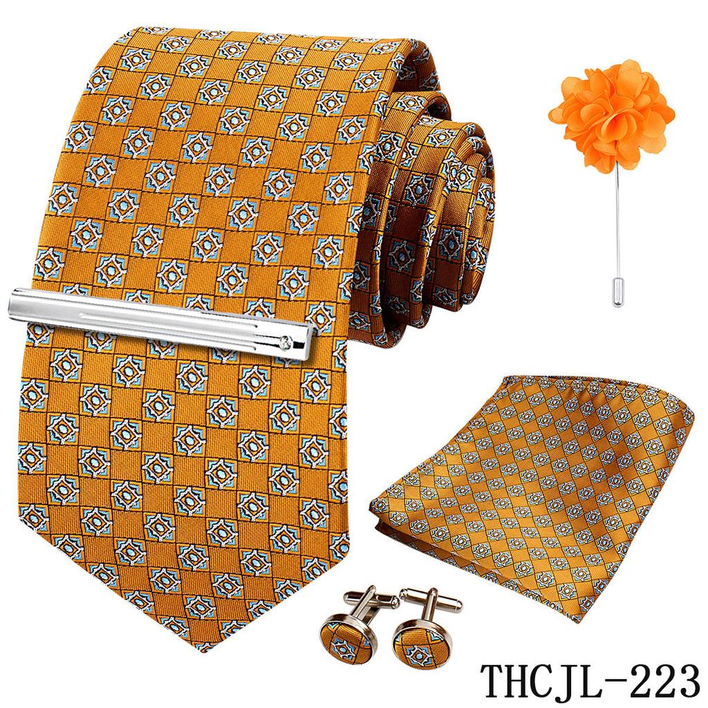 Men'S Business Dress Tie 5-Piece Groom Best Man Dress Accessories Gaowei Dense Jacquard Tie Worker