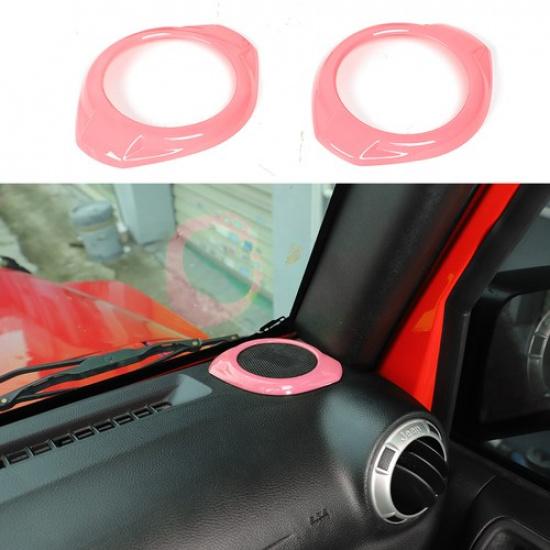 For Jeep Wrangler JK JKU 15-17 A Pillar Speaker Audio Ring Cover Trim Frame Pink