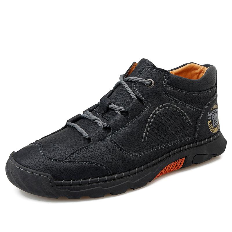 

Autumn and winter 2025 large size popular men s casual Martin boots hand-stitched high-top outdoor hiking and driving shoes 39 чорний
