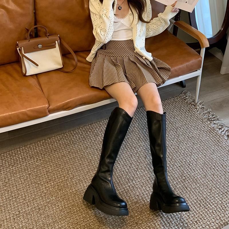 Boots Women's Boots Tall Knight Boots High Heel Spice Girl Boots Small Thick-soled Height Boots