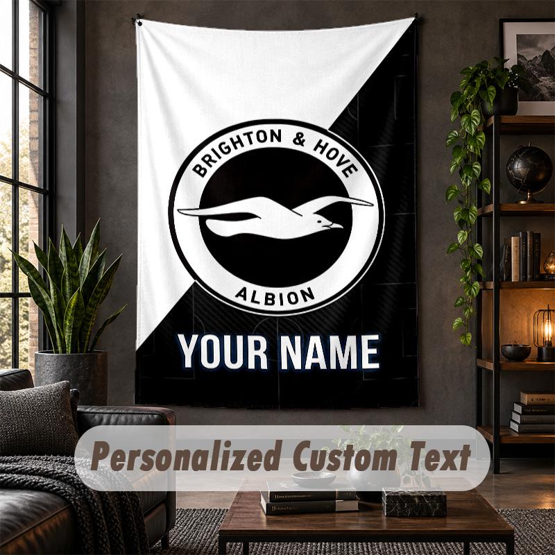 Wall Tapestry Brighton & Hove Albion Football Print Custom Name Text Wall Hanging Home Decor