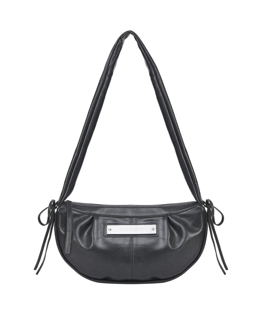 Nick&Nicole Crystal Shirring Ribbon Round Bag_Charcoal