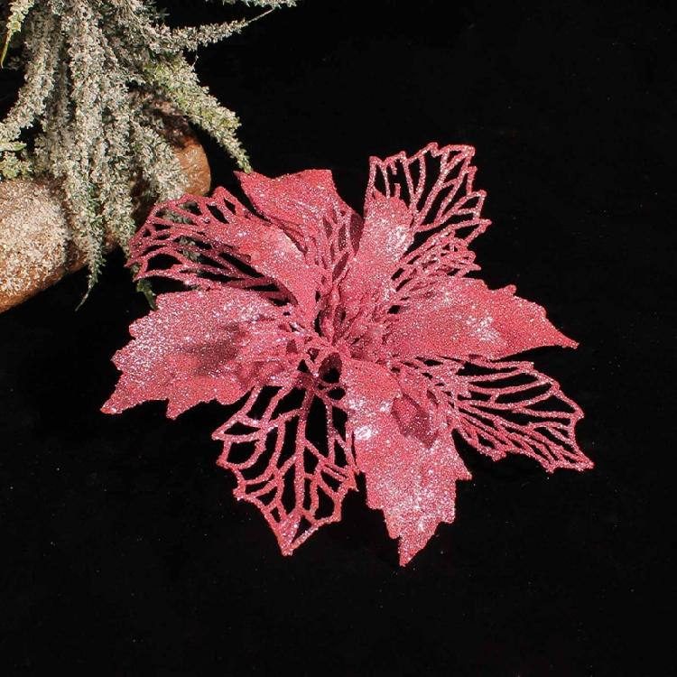 Artificial Glitter Christmas Flower Set of 6 Decorative Wreaths Wedding Party