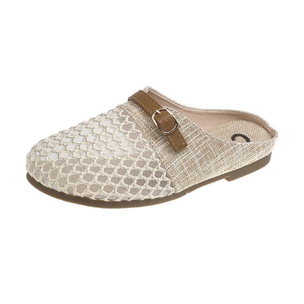 Fashion Women Shoes 2025 Summer New Fashion Round Toe Metal Decoration Half Drag Shoes Comfort Non Slip Soft Sole Outdoor Casual Sandals