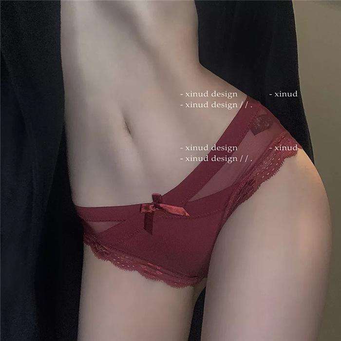 Japanese Low-Waist Lace Mesh Seamless Panties with Cotton Crotch