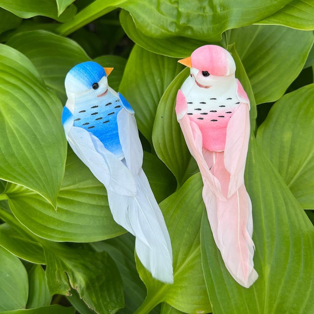 6/5pcs Garden Landscape Decor Simulation Birds Photography Props with Clip Foam Feathers Birds Colorful Home Decor