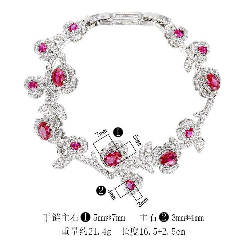 Jewelry Bracelet Red Corundum Zircon Inlaid Women's Retro Personalized Fashion Rose Mountain Camellia
