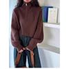 Fashion Autumn Winter Semi-turtleneck Zipper Women Knitted Sweater Long Sleeve Loose Short Tops New Solid Color Office Casual Simple Clothing