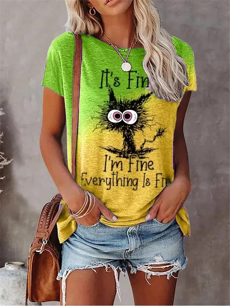 3D Print T-shirts Women Streetwear Summer Cartoon Cats Fine  Casual Fashion Short Sleeve T Shirt O-neck Tees Tops Clothing