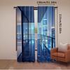 2Pcs Aerial View City Landscape Curtain New York City Night View Backdrop Skyscraper For Living Room Bedroom