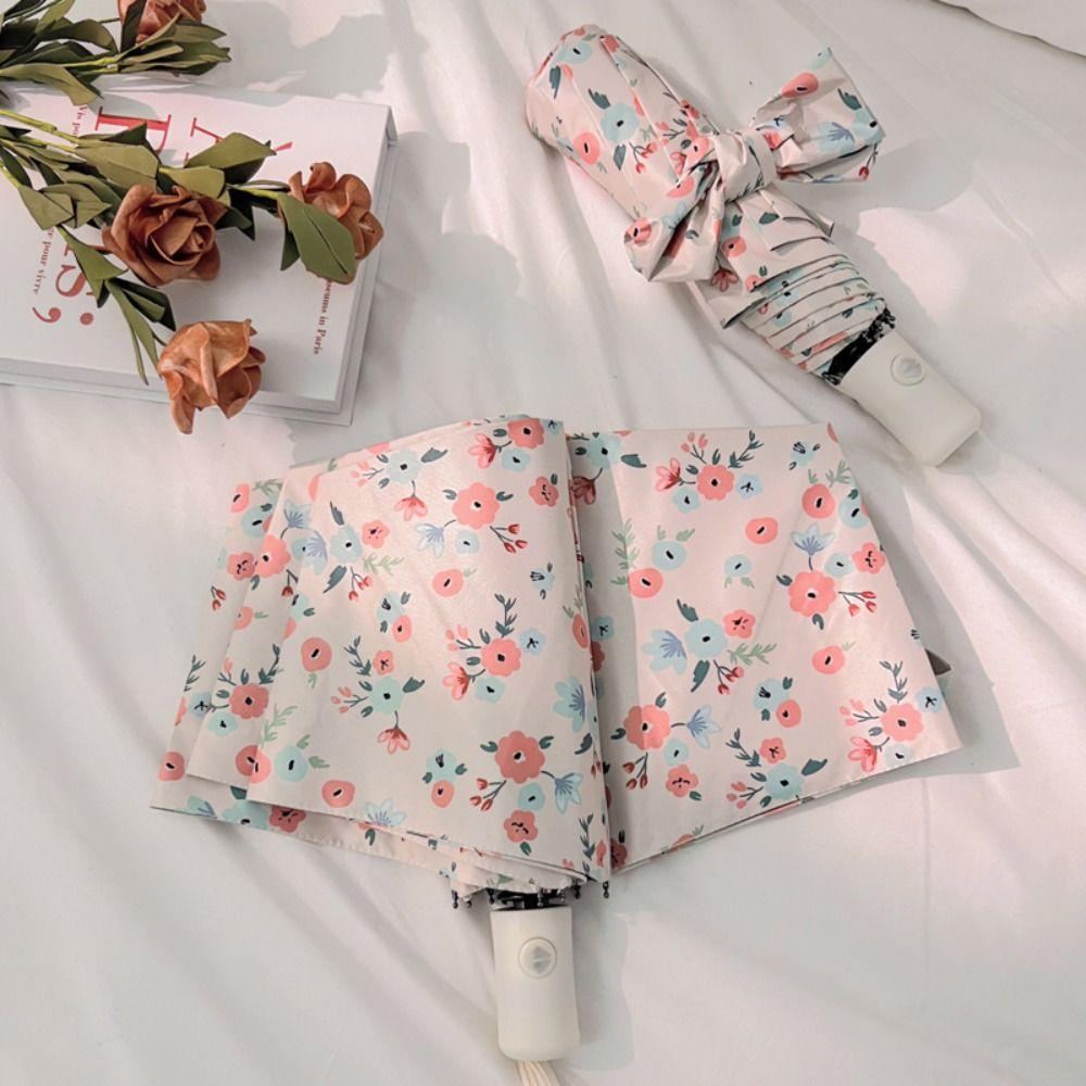 Fresh Flowers Sun Umbrella UV Protection Floral Umbrella Ultraviolet Automatic Umbrella  Rain Gear