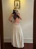 Rovente Women's Retro A-line Low-waist Long Skirt In White – Spring Holiday Style