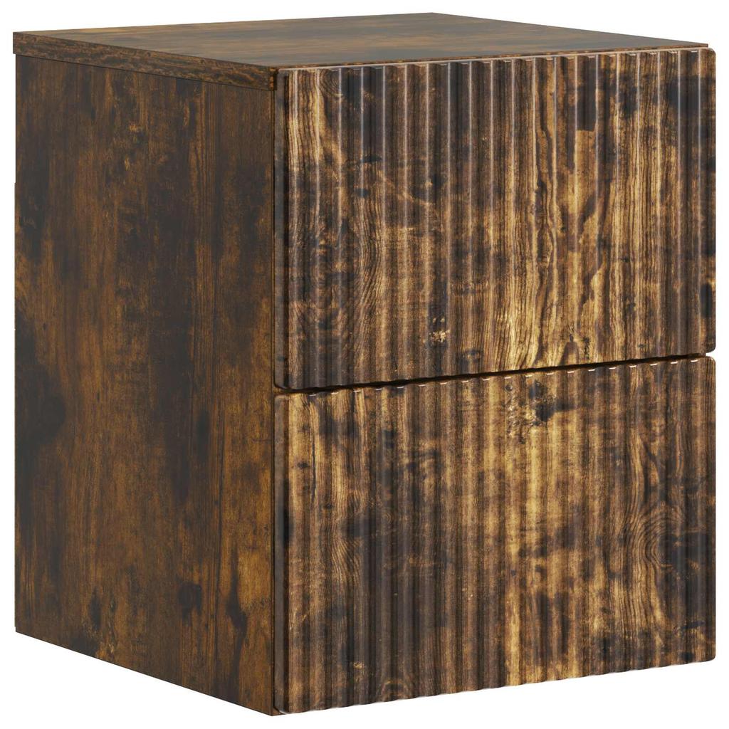 Wall Mounted Nightstand Smoked Oak 33 x 34.5 x 40 cm