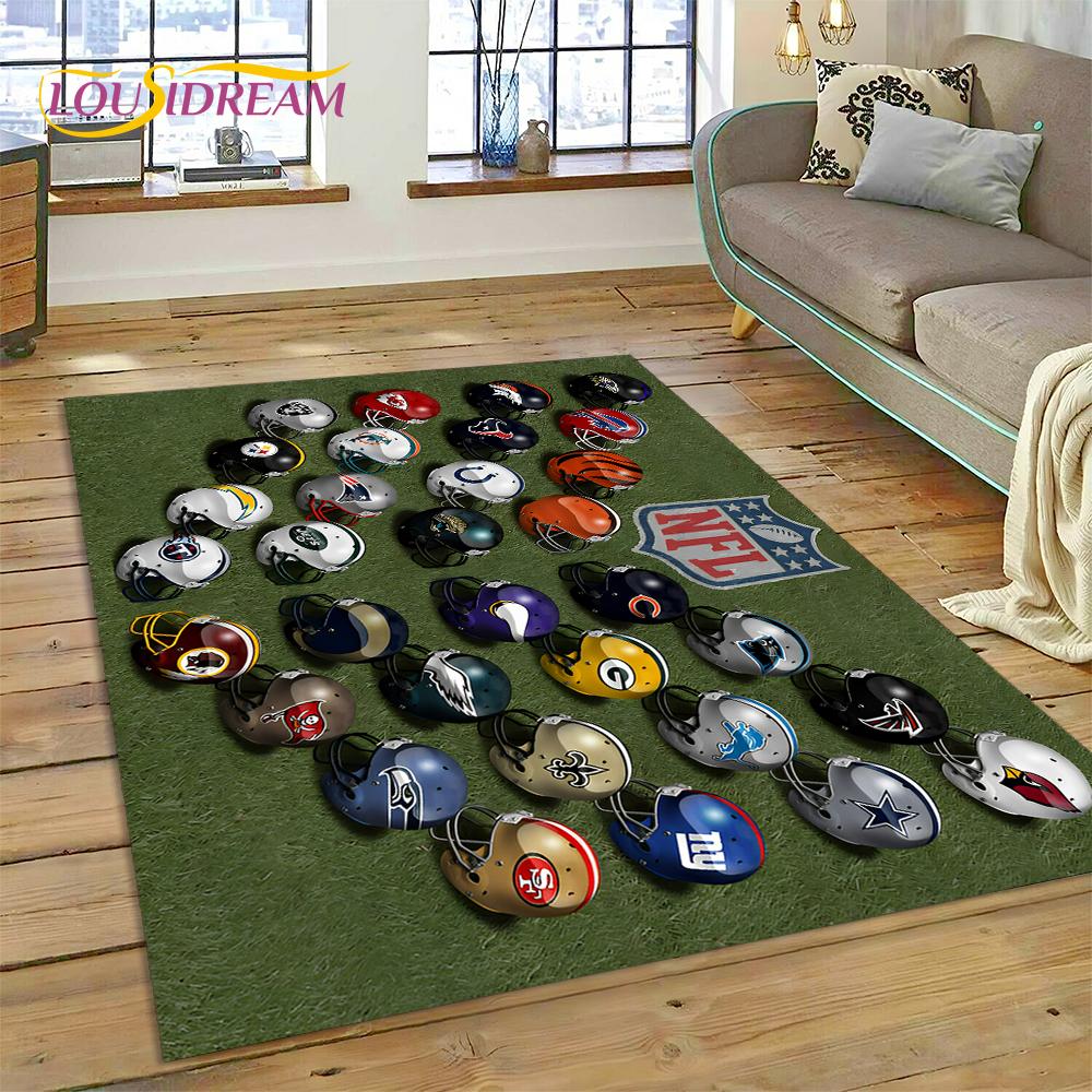 American Football N-NFL Zeichen Rugby Gamer Teppich für Wohnzimmer Schlafzimmer Dekoration, Bodenteppich rutschfeste Dekoration für Sofa Fußmatte