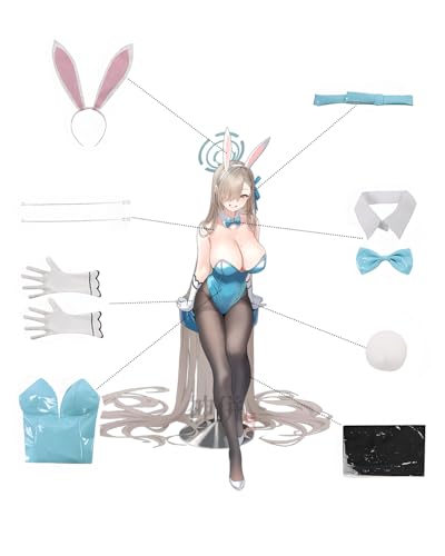 [Excellent Quality] Ichinose Asuna Cosplay Bunny Suit with Bunny Ears from Zero One Blue Archive, Full Set for Adults (Size S)