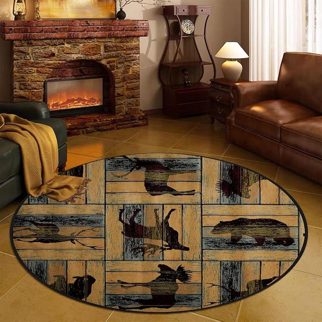 Retro American Carpet Round Chair Carpet Bedroom Bedside Stain Resistant Water Absorbing Carpet