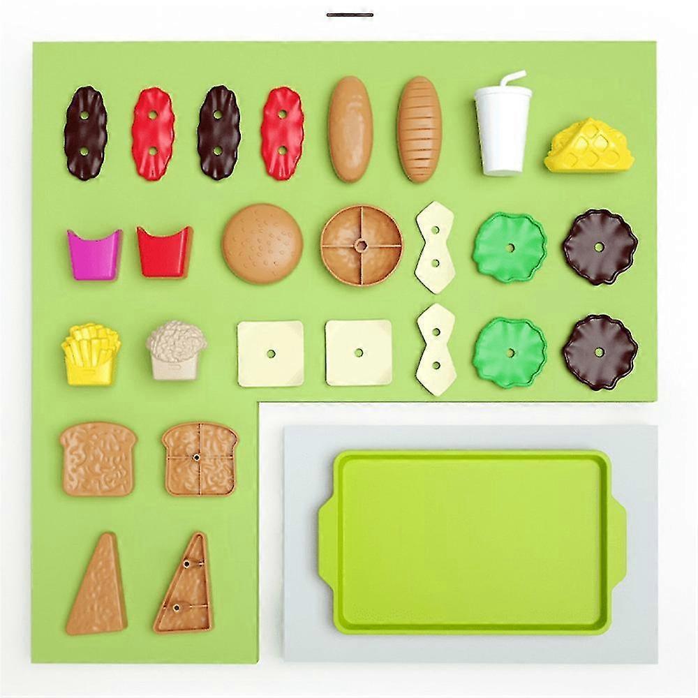 9pcs Simulation Burger Fries Toy Kitchen Play House Boys Girls Mini Disassembly Food Models, Children Play House Toys Set
