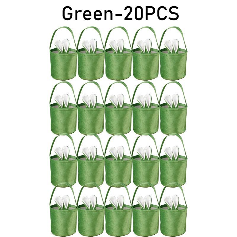 1-20PCS Easter Bunny Tote Bag with Bunny Ears ReusableCanvas Party Gift Basket Egg BoxCandy Bag for Easter Gifts and Decorations